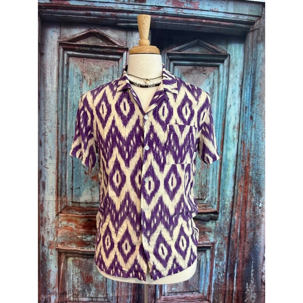 Head High Surf Club Purple Hawaiian shirt size M